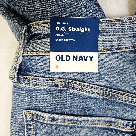 New Old Navy OG Straight Ankle Jeans High Rise Extra Stretch Sz 0 Smooth Pockets - Picture 6 of 15